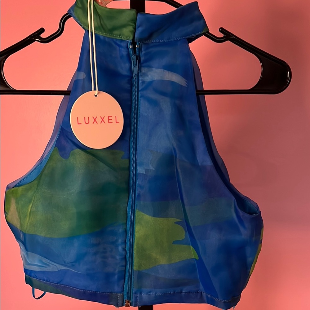 Blue and Green Layered Halter Dress - Picture 7 of 9